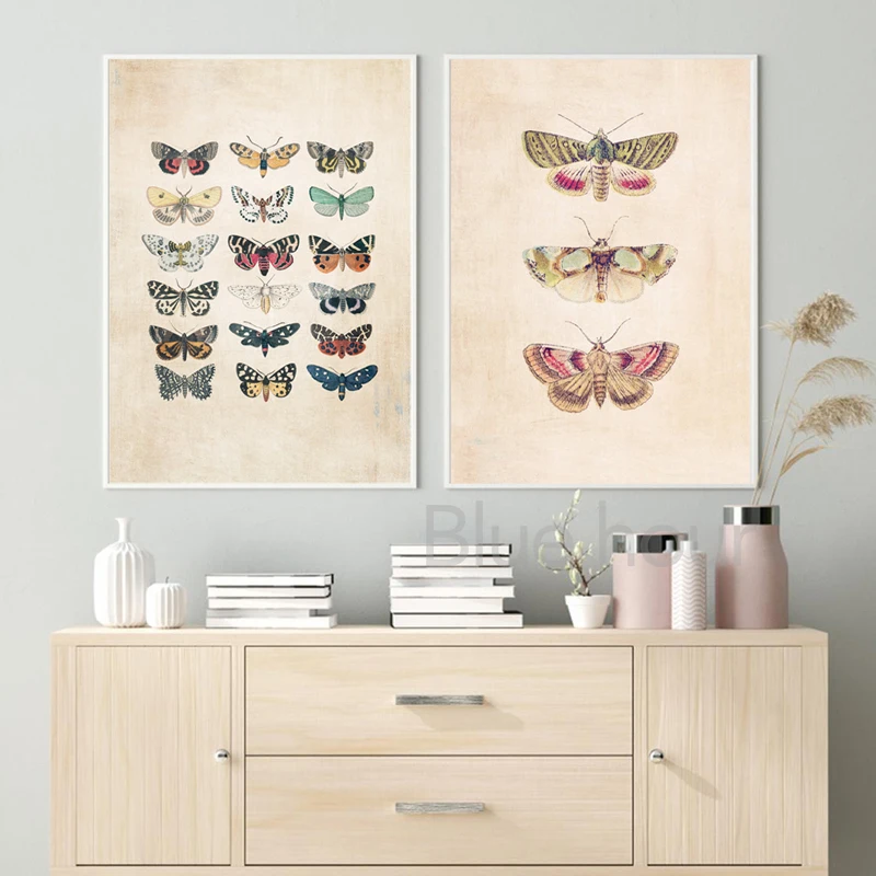 Butterflies Canvas Art Prints And Poster Girls Gift Vintage Butterflies Painting Wall Pictures Boho Girl\'s Nursery Room Decor