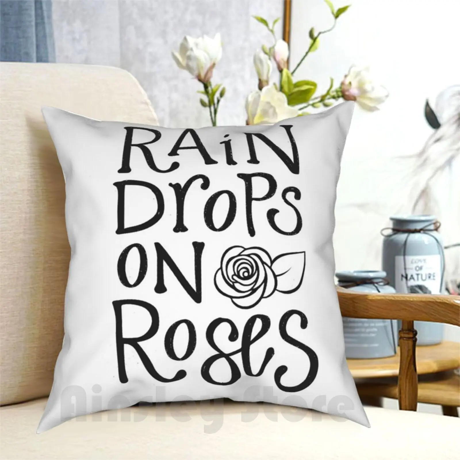 Raindrops On Roses Pillow Case Printed Home Soft Throw Pillow Raindrops Raindrop Roses Rose Flower Favorite Things Sound