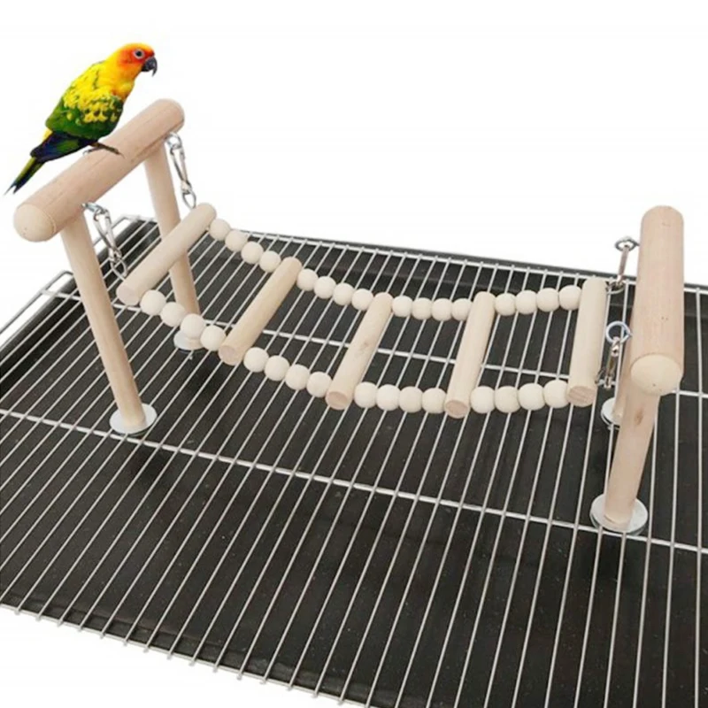 

Parrot Wooden Perches Stand Toys Swing Climbing Ladder Toy Parakeet Cockatiel Lovebirds Finches Playground Bird Supplies