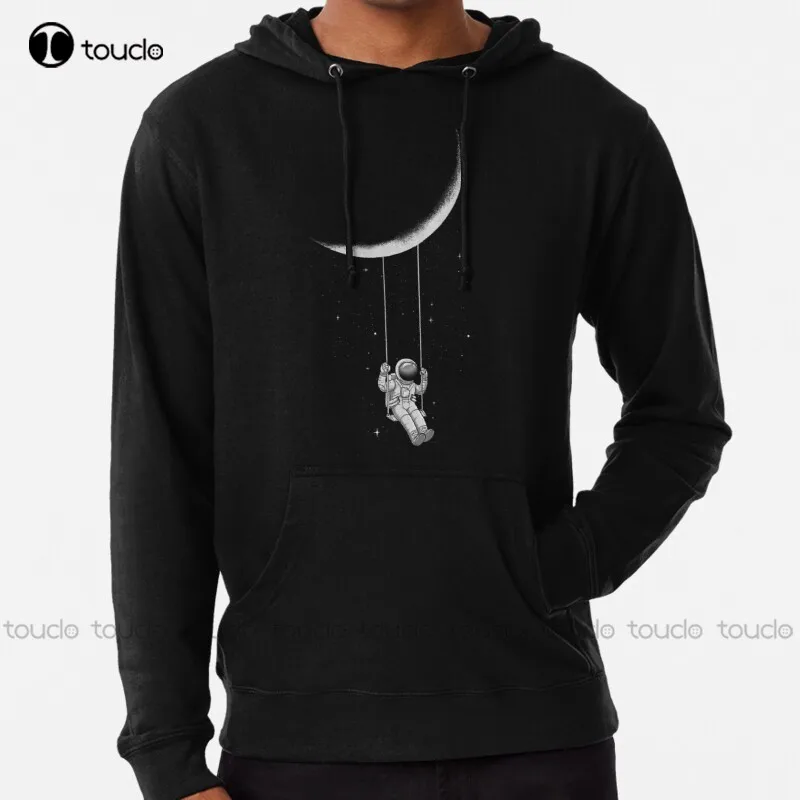 new Astronaut swinging on the Moon Hoodie black hoodie men