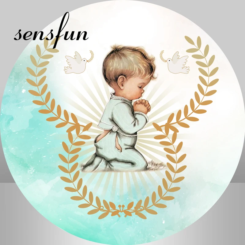 Fondo redondo de bautismo para niños, Mi Primera Comunión, fiesta de primer cumpleaños, Fondo de fotografía para estudio fotográfico circular