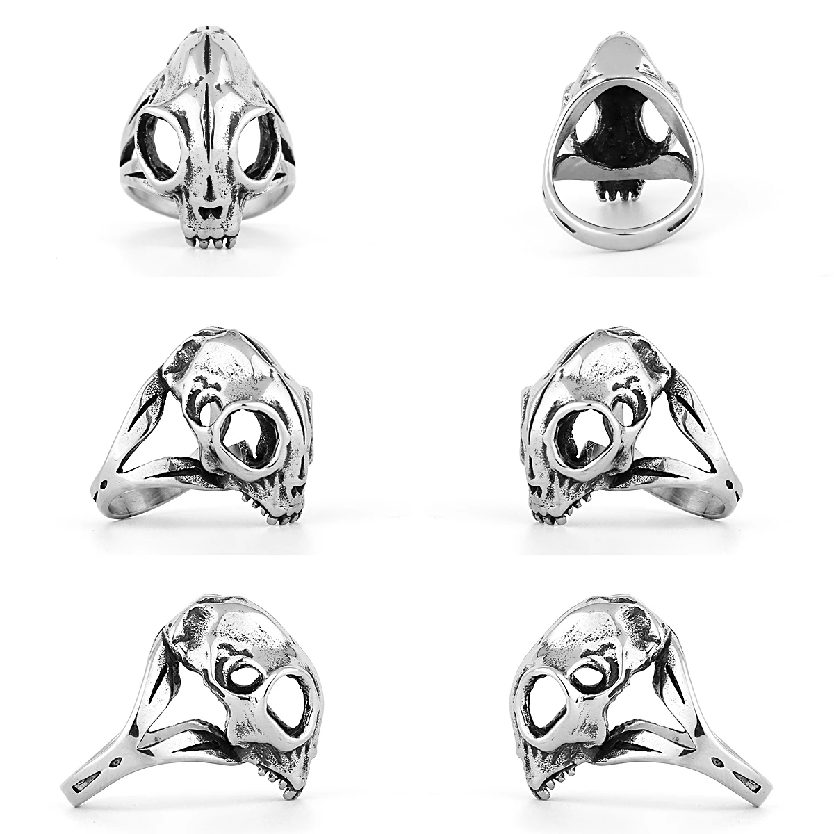 316L Stainless Steel Animal Skull Men\'s Ring Domineering Hip-hop Punk Gothic Locomotive Gift Wholesale