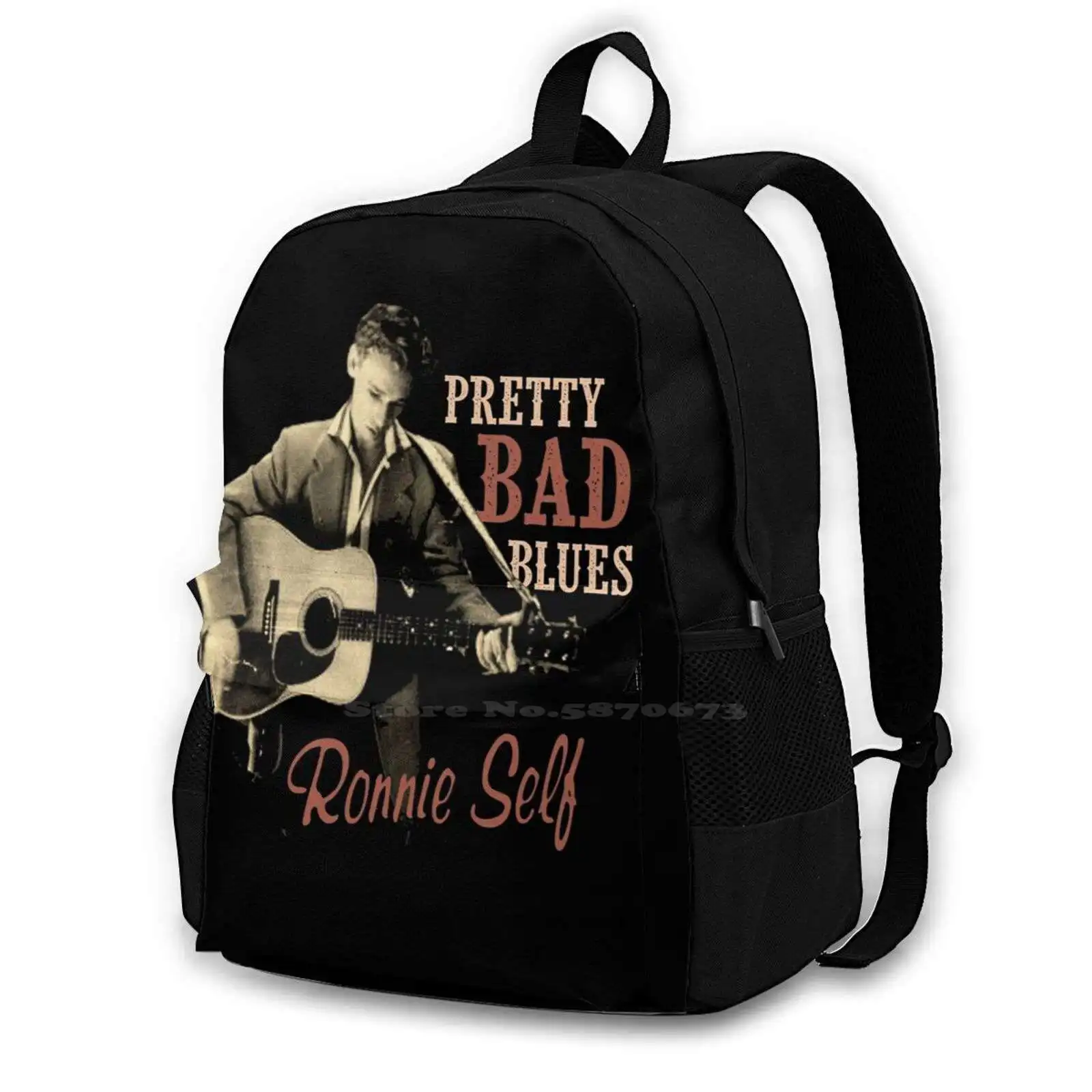 Ronnie Self School Bag Big Capacity Backpack Laptop 15 Inch Teddy Boy Vintage 50s 60s 40s Fifties Sixties Fourties Rockers