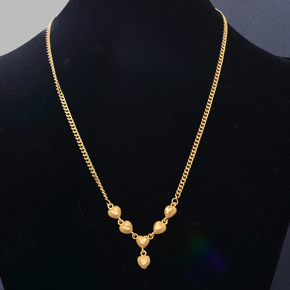 

45Cm Dubai Gold Color Africa Wedding Necklace Pendant Chain Necklaces For Women Men Wife