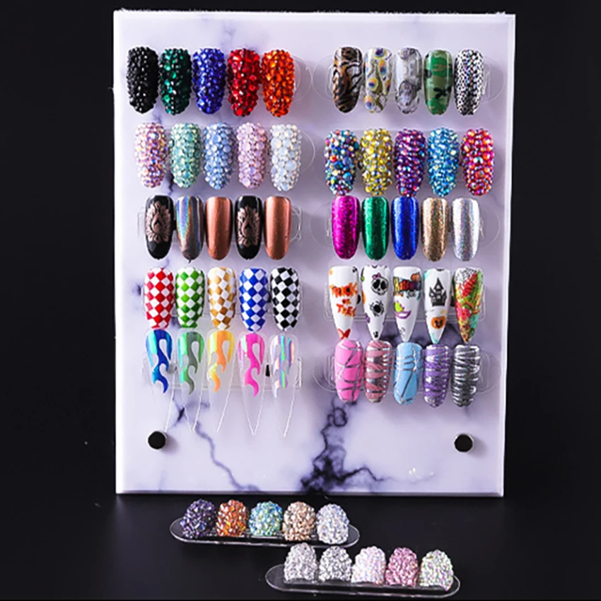 1Pc tabellone per Nail Art in marmo/trasparente campione di unghie finte che mostra il supporto della carta dello scaffale, espositore per punte per Nail Art per Manicure
