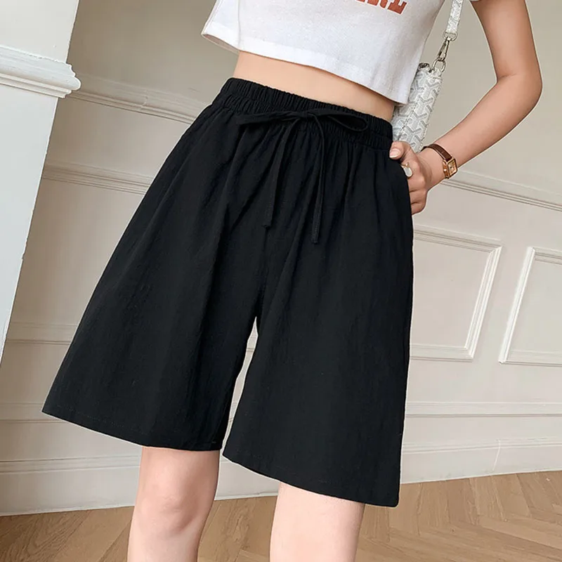 

Women shorts 2024 Summer Casual Solid Cotton Linen shorts high waist loose shorts for girls Soft Cool female shorts M-3XL