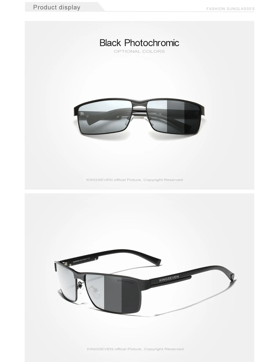 KINGSEVEN Mode Photochrome Sonnenbrille Männer Frauen Chameleon Polarisierte Pilot Sonnenbrille Anti-glare Fahren Brillen UV400 – Detail 4