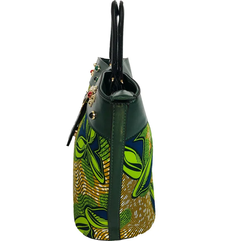 Italian Design Fashion Clothes material And Handbag Set African Print Wax Fabric And Bags Matching Set For Evening Party