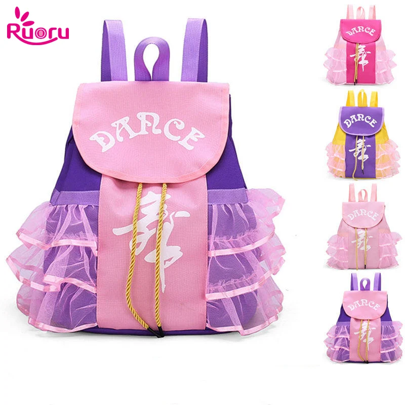 Ruoru Lace Girl Dance Bag for Girls Dance Ballet Bag for Girls Baby Children Ballerina Bag Kids Gymnastics Lace Backpack