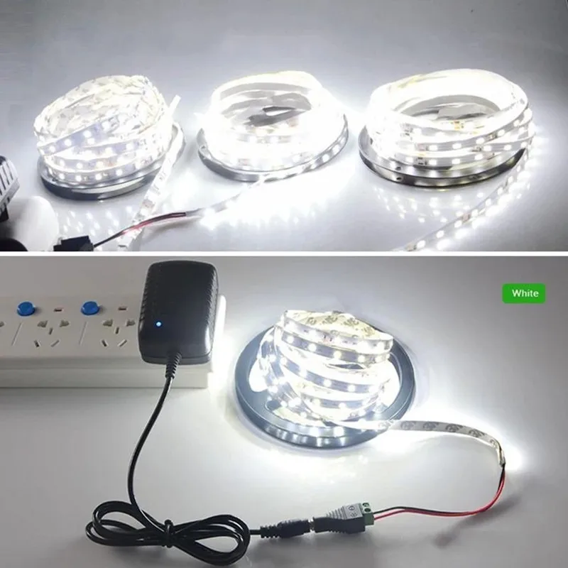 家の装飾用の60個のLEDストリップライト,柔軟,非防水,ウォームホワイト,クールホワイト,12V,smd2835,5m, 10m