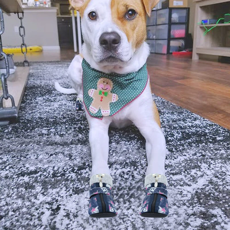 Benepaw Warm Dog Shoes Winter Comfortable Snow Pet Booties Rugged Anti-Slip Sole Puppy Paw Protector Hiking Boots Outdoor