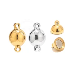 2pc Stainless Steel Gold Round Magnetic Clasps 8mm Bead Clasp Converter Buckle for Bracelet Necklace Jewelry DIY Making Supplies