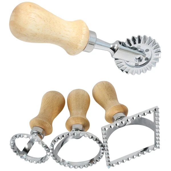 Set di timbri per Ravioli Maker-tagliapasta e timbri leader con manico in legno-per Ravioli, Pasta, gnocchi Lasagna