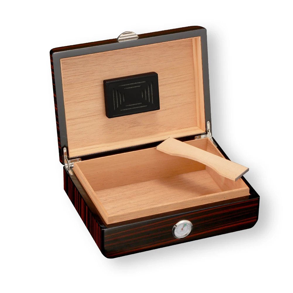 Cedar Wood Cigar Humidor Box Home Large Capacity Luxury Glossy Cigar Case W/ Hygrometer Humidifier Storage Cigar Box