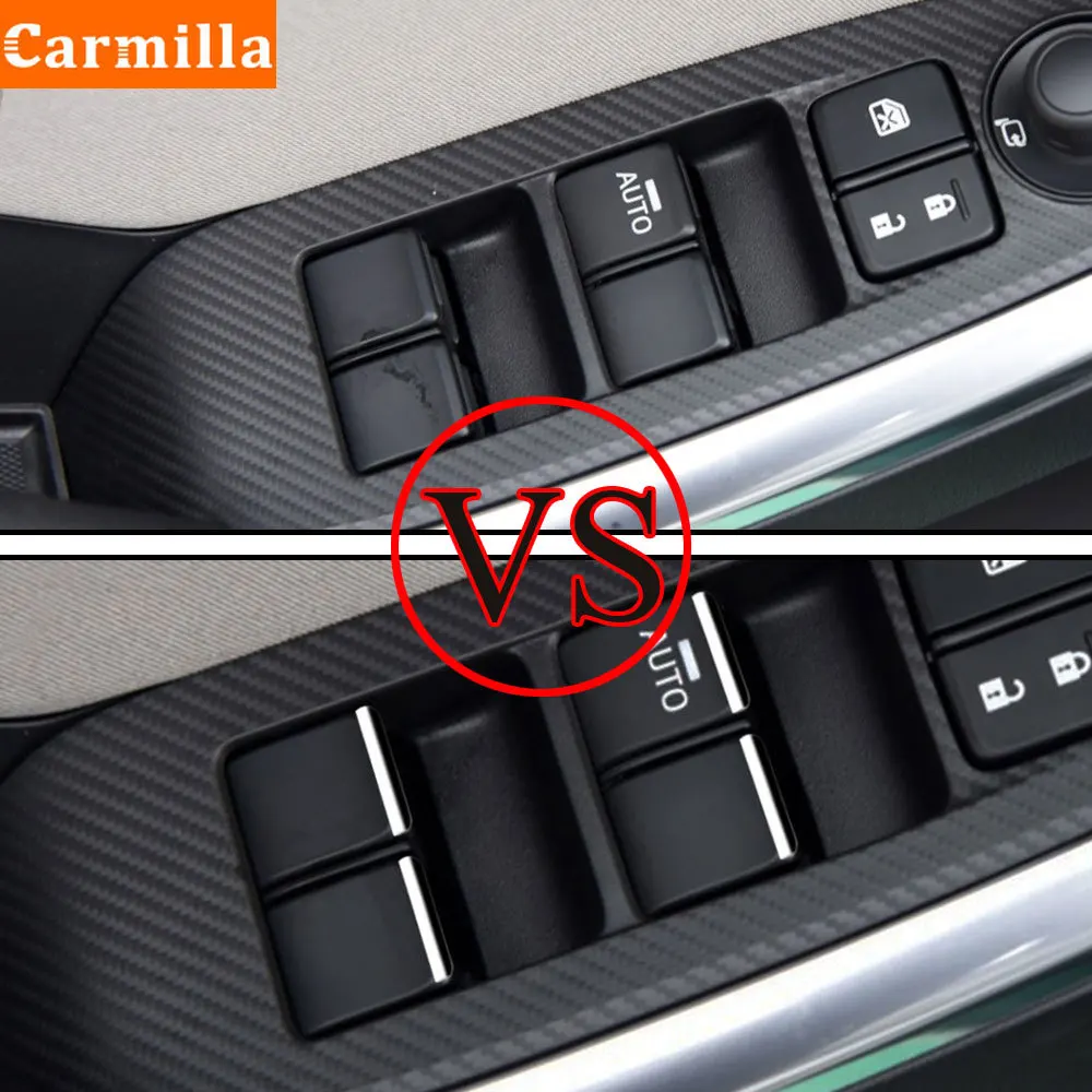 Carmilla 7Pcs/Set ABS Chrome Interior Car Windows Lift Switch Knob Cover Sequins Trim for Mazda 3/5/6 CX-3 CX-4 CX-5 2010 - 2020