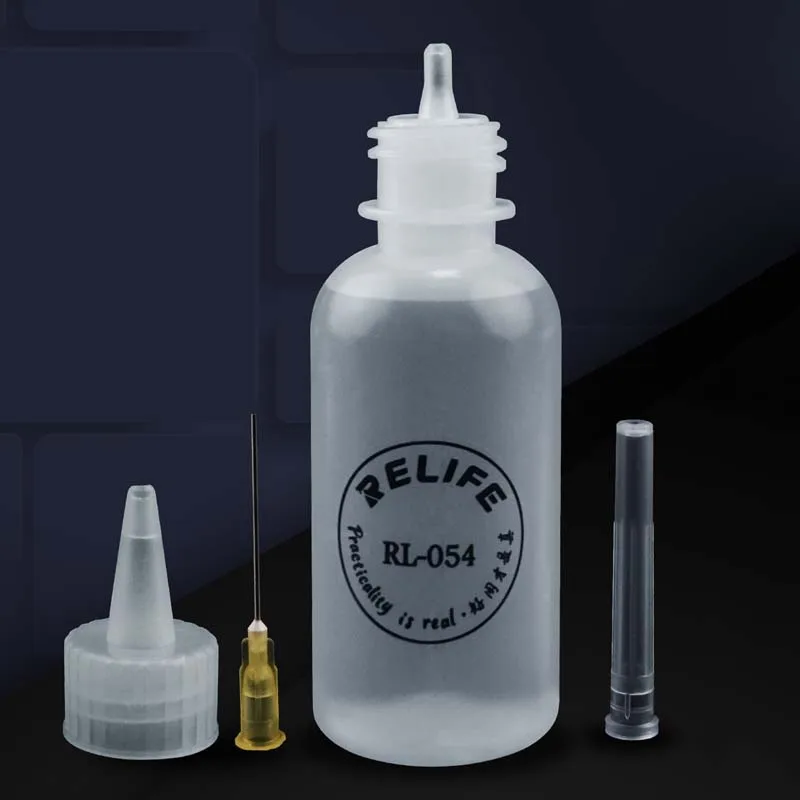 RELIFE RL-054 50ML Needle Tip Plastic Liquid Alcohol Bottle Flux Container for Mobile Phone Cleaning Welding Repair Tools
