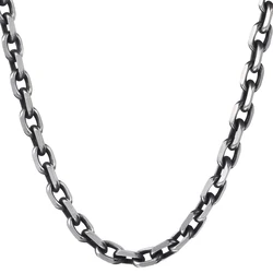 6mm Gunmetal Tone Stainless Steel Necklace For Boys Men Cut Cable Link Chain Punk Basic Male Jewelry KN498