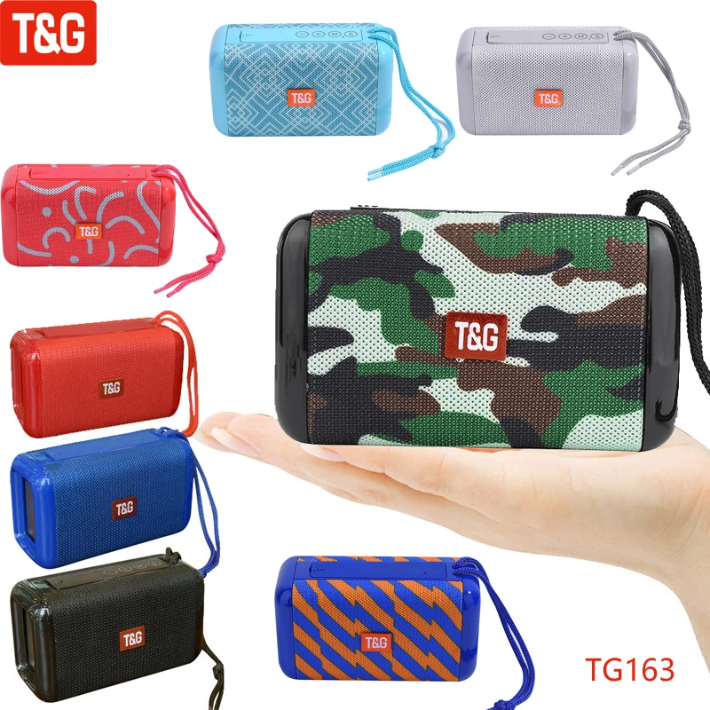 T&G TG163 Mini Portable Speaker Wireless Bluetooth Speakers Soundbar Outdoor Sports Waterproof Support TF Card U Disk FM