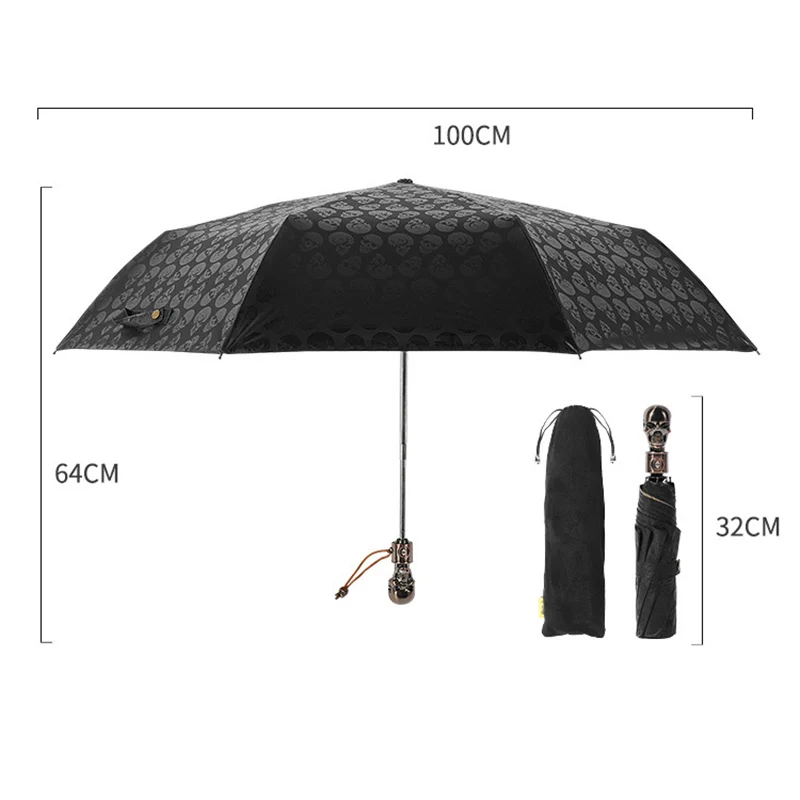 Classic Retro Skull Men Women Umbrella Windproof Automatic Folding Male Female Business Parasol Anti-UV Sun Protection Paraguas