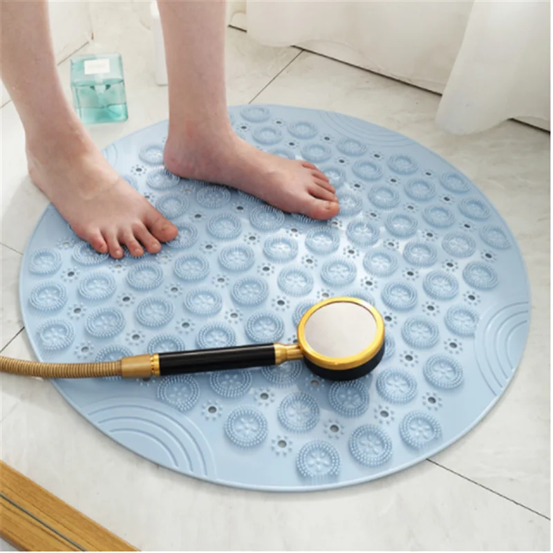 

55cm Non-Slip Round Bath Mat Shower Bath Mat Pvc Plastic Massage Pad Home Bathroom Carpet Floor Drain Suction Cup Bath Mat Soft