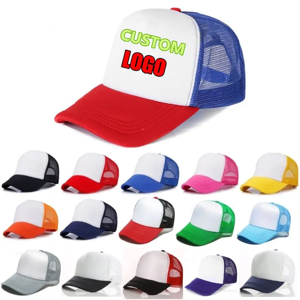 

1pc Summer children DIY custom Print logo trucker cap Adult men and women Breathable Baseball cap Kids fitted snapbacks hat