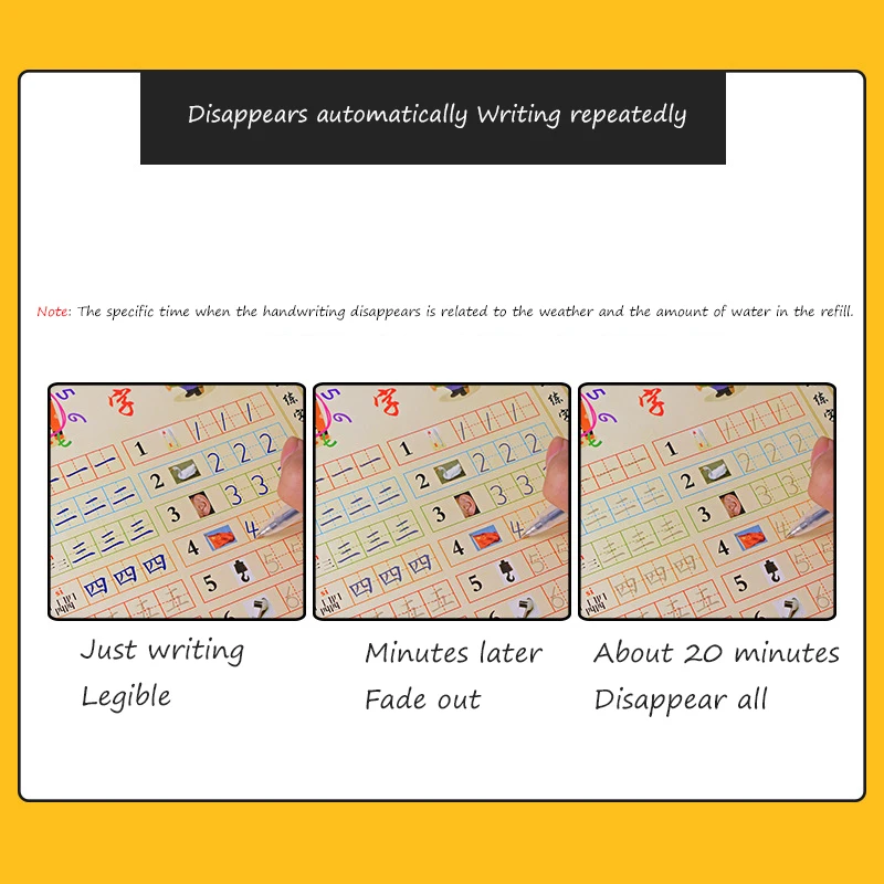 1pcsreusable中国コピーブック描画玩具手書き溝英語自動フェード知育玩具子供のための就学前のギフト