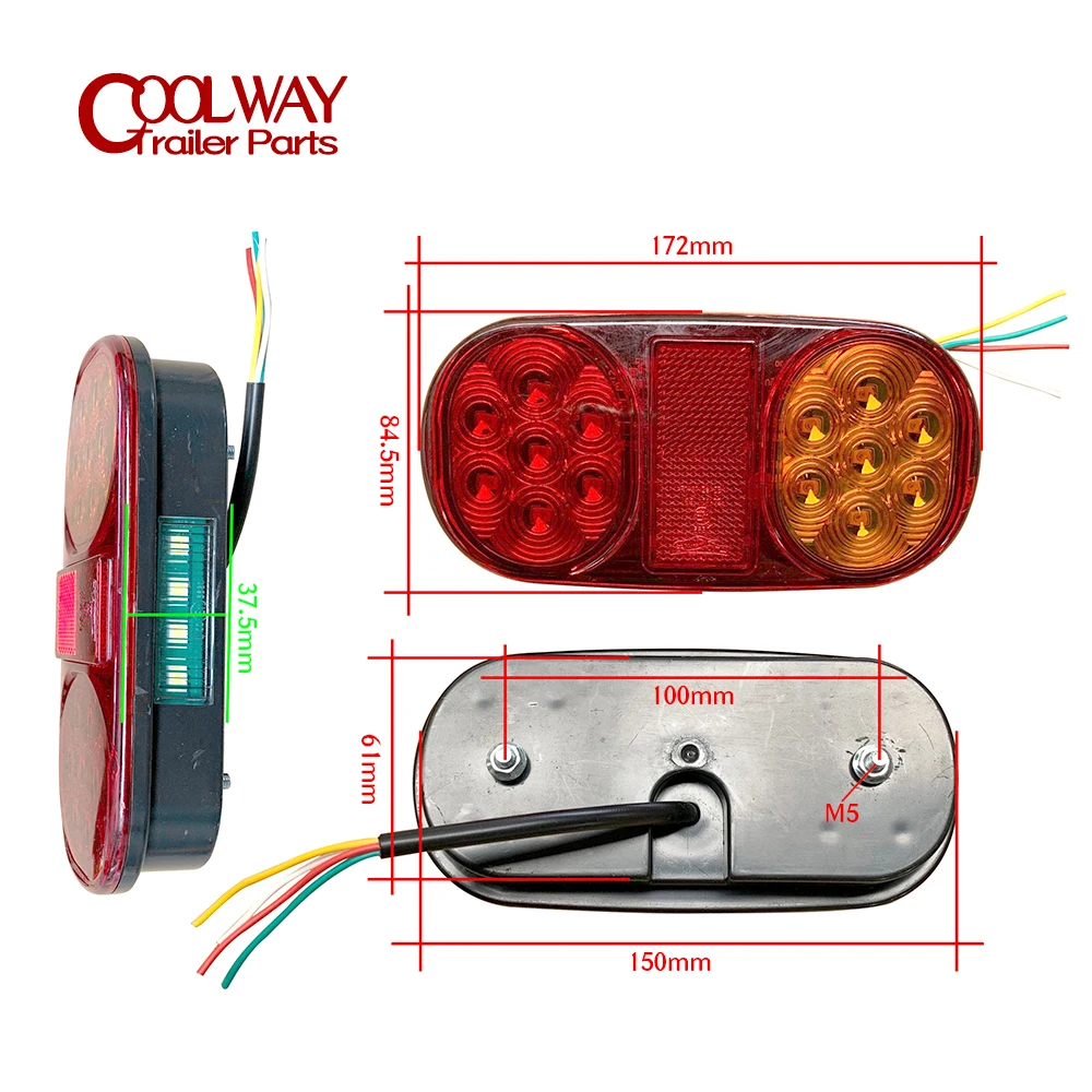 (2PCS/1PAIR) 12V LED Tail Light Submersible Rear Lamps for Boat Trailer RV Camper Caravan - Number Plate Lights