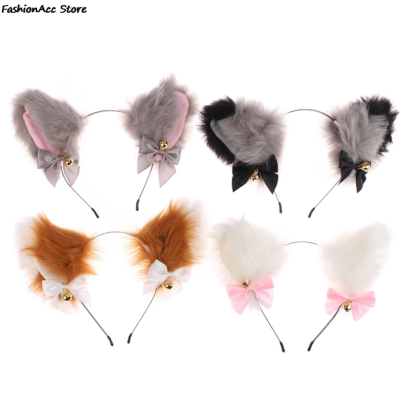 27 Colors Beautiful Masquerade Halloween Cat Ears Cosplay Bow Tie Bell Headwear