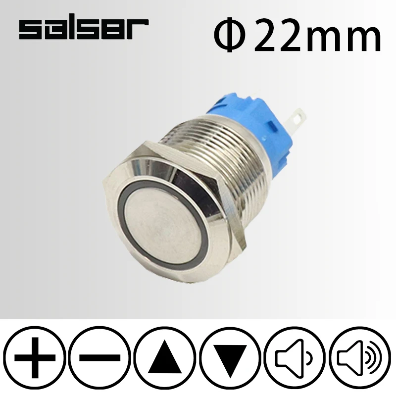 

22mm Flat Head 5 Pins Power Supply LED Light DIY Luminous Character Start Stop Fix Reset Custom Metal Push Button Switch