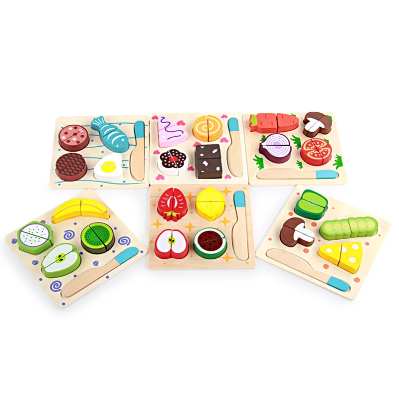 

Logwood Kitchen Fun Cutting Fruits Vegetables Food Playset Cooking for Kids Brand Toys ABS Wood Safe Knife Multicolor gifts