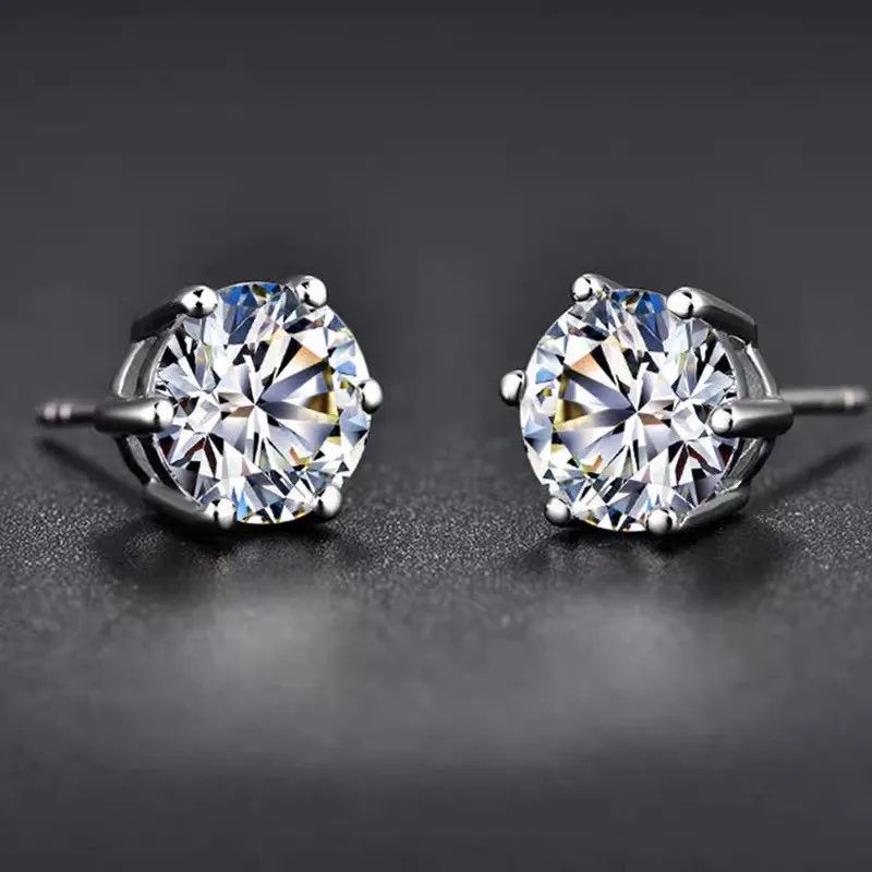 18K Rose Gold Moissanite Stud Earrings 1CT VVS Lab Diamond Fine Jewelry for Women Anniversary Gift Total 2CT Real Au750 Earring