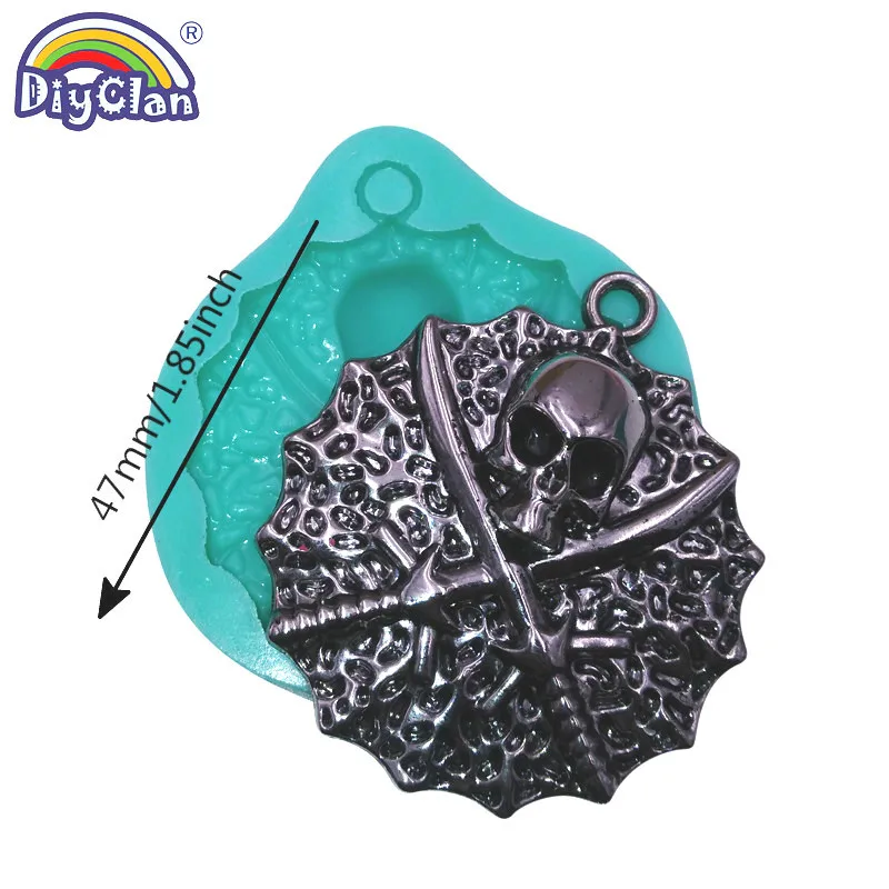 Skull Head Cross Pendant Silicone Mold For Hip Hop Punk Necklace Resin Halloween Chocolate Fondant Cake Decoration Tools Matic