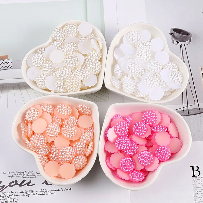 100pcs/lot Multi Size Fullstar Shape Craft ABS Resin Flatback Half Round Pearls Flatback Scrapbook Beads For DIY 3 color option