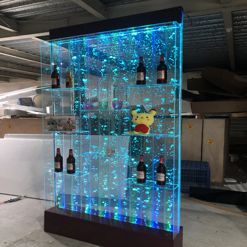 Water curtain wall wine cabinet screen living room fish tank decoration porch partition running water wall acrylic bubble wall