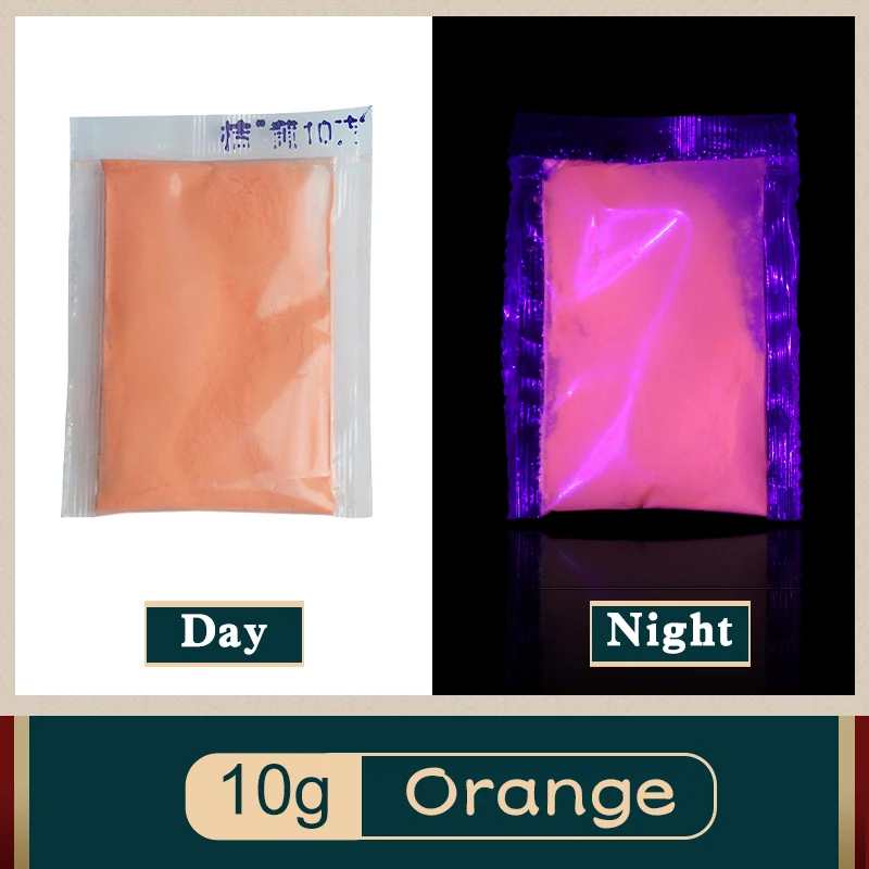 Orange Luminous Powder Pigment Glow In The Dark Paint DIY for Halloween Christmas Party Decorations Fluorescence 10g