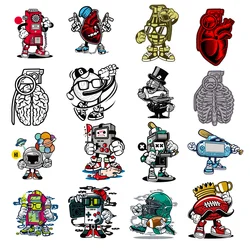 DIY Heart Love Heat Transfer Landmine Robot Patch Iron On Transfer For Clothing Thermo Sticker For Clothes Thermal Decor