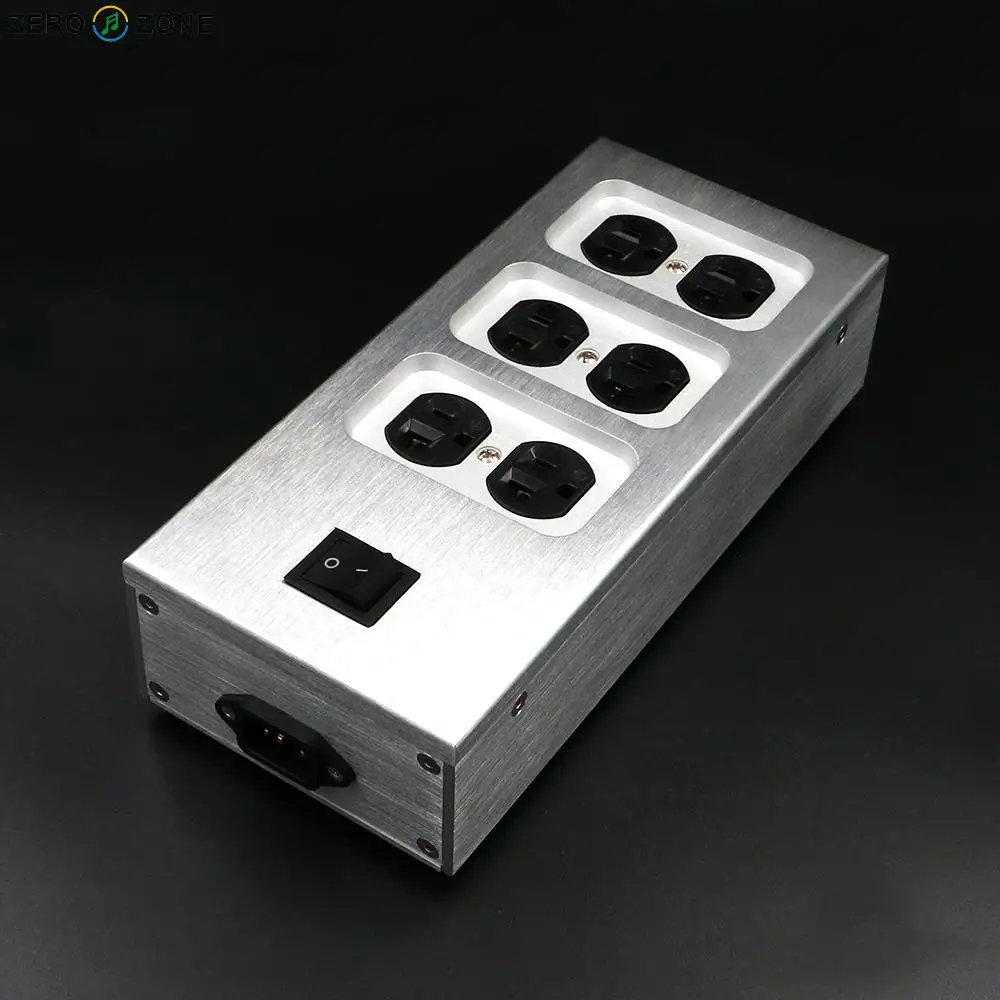 GZLOZONE Aluminum Electrical Outlet HIFI Power Socket American Standard  6 Seats Power Supply Array Socket