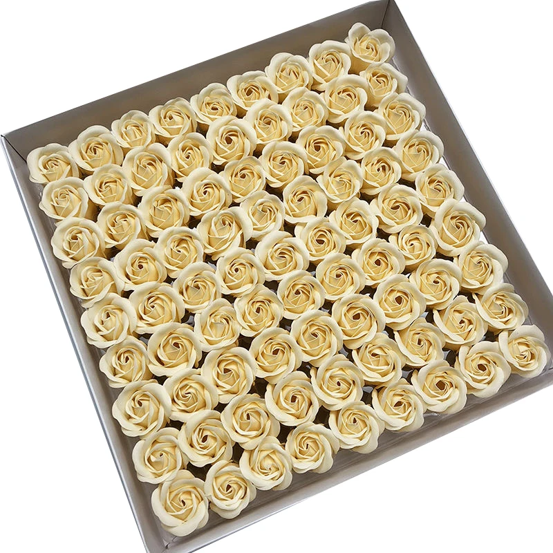81pcs Three-Layer No Flower Base Rose Soap Flower Head Decoration Flower Box Wedding Bouquet Valentine'S Day Artificial Flower