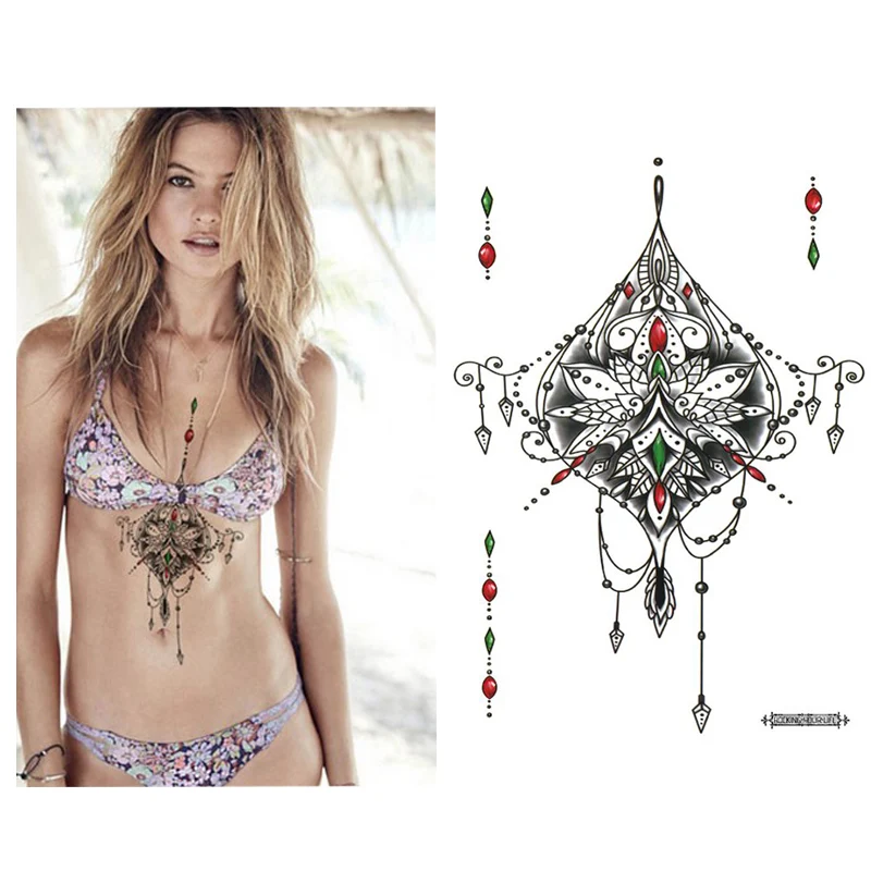 Tatouage Temporaire Sous les Seins pour Fille, Motif Loutus, Art Corporel, Taille Sexy, Attention Spirituel, 1 Pièce