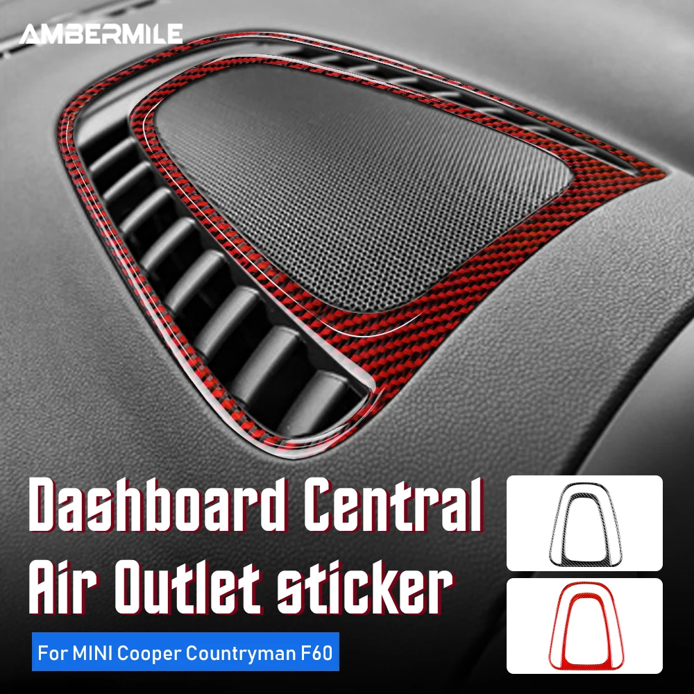 

AMBERMILE Carbon Fiber for Mini Cooper F60 Countryman Accessories Interior Trim Dashboard Central Air Outlet Vent Cover Sticker