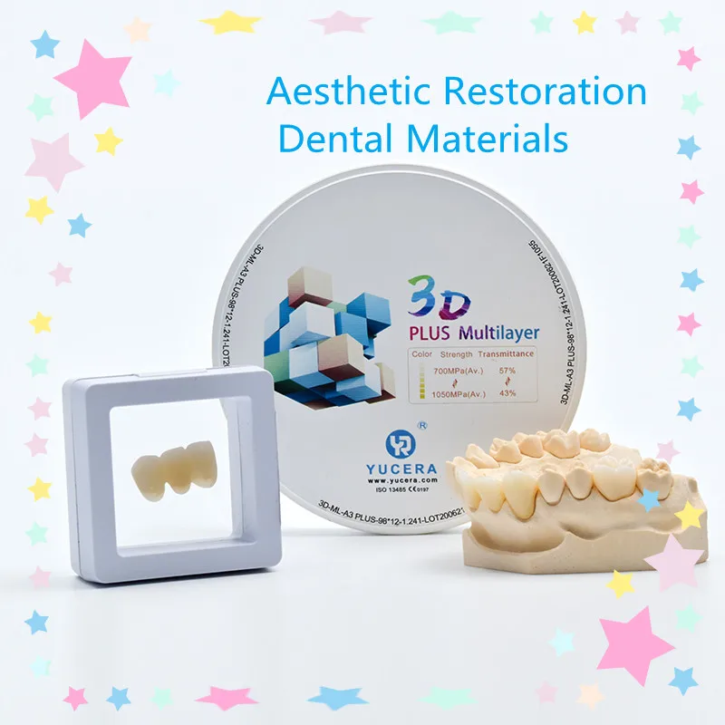 Yucera 3D Plus  Multilayer A1 A2 A3 color dental zirconia block For Crown and Bridge zirconia blank for crown