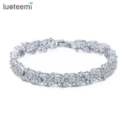 LUOTEEMI 2021 New Luxury Lateast Beautiful Design European & American Style Pear Shape Sparking Cubic Zircon Bracelets For Women