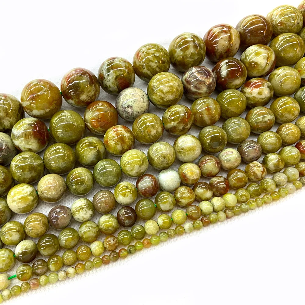 Natural Green Serpentine Stone Beads 4-20mm 15'' Round DIY Loose Beads For Jewelry Making Women Men Beads Bracelet Necklace Gift