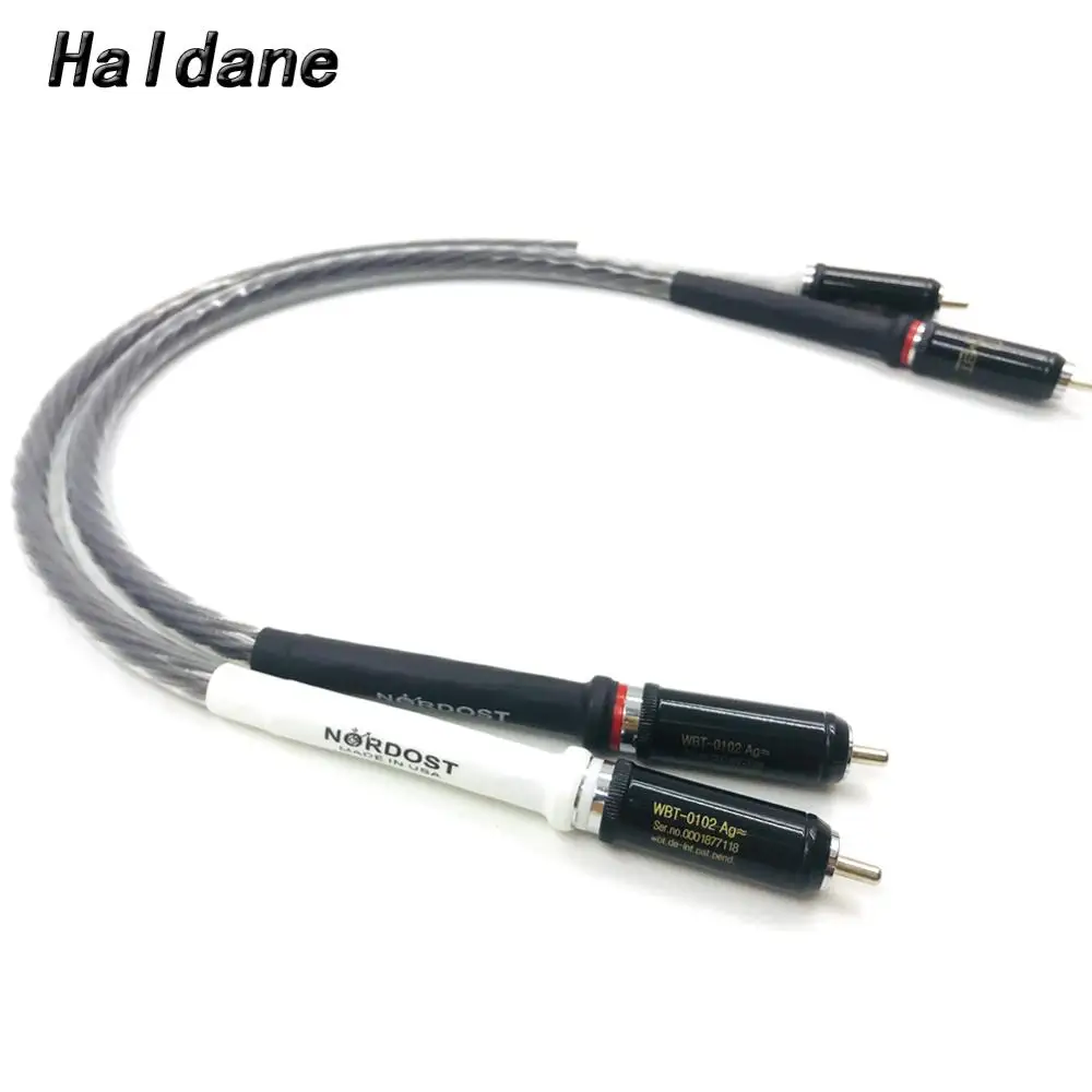 Haldane HIFI Brown Single Crystal Silver Nordost Odin 2 RCA to 2 RCA Cable Reference Interconnect Cable with Rhodium Plated Plug