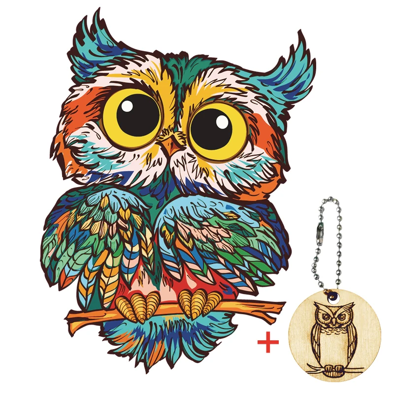 

Charming Owl Wooden Animal Puzzle for Adults Children Wood DIY Crafts Animal Shaped Jigsaw Educational Interactive Puzzles Toys