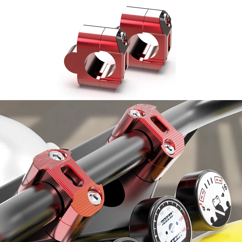 2PCS CNC 28mm Aluminium Alloy Off Road Motorcycle Bar Clamps Handlebar Risers Adapter for Universal 28mm Motorcycle