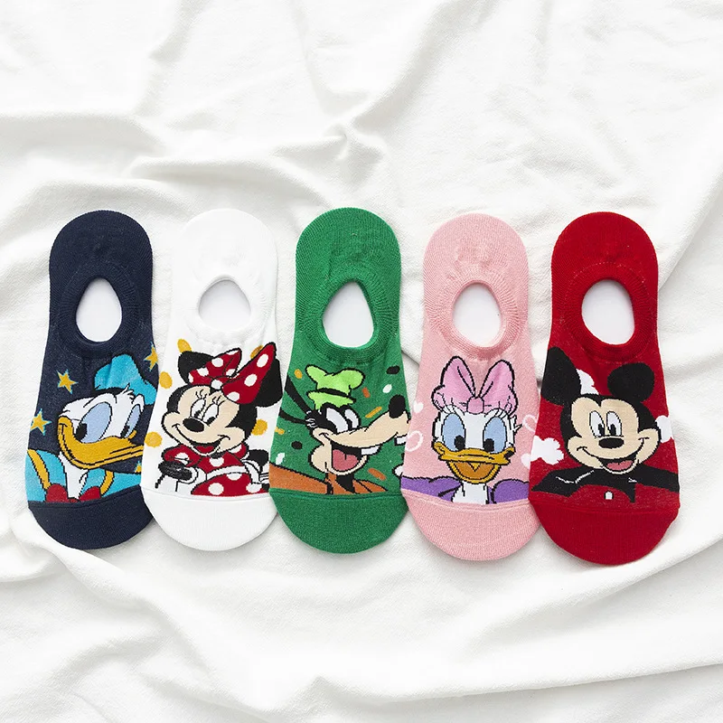 Disney Girl\'s Socks Minnie Mickey Invisible Ankle Socks Donald Duck Cotton Women\'s Socks Summer Autumn Girl Socks for Children