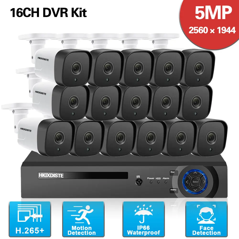 

5MP DVR CCTV Security Camera System 16 Channel DVR Kit Outdoor Face Detection AHD Camera Video Surveillance System Set XMEYE