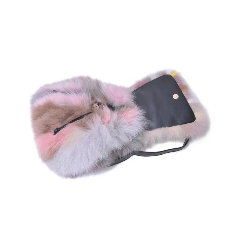 2020 New Real Fox Fur Handbags 100% Real Fur Single Shoulder Bags Colorful Genuine Leather Winter Fashion Fur Wrist Bags Luxury