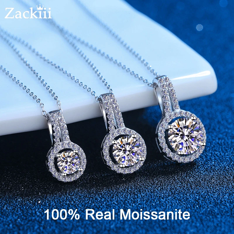 

5CT Certified Moissanite Necklace 14K Gold Plated 925 Sterling Silver Necklace Brilliant VVS Lab Diamond Necklace for Women Gift